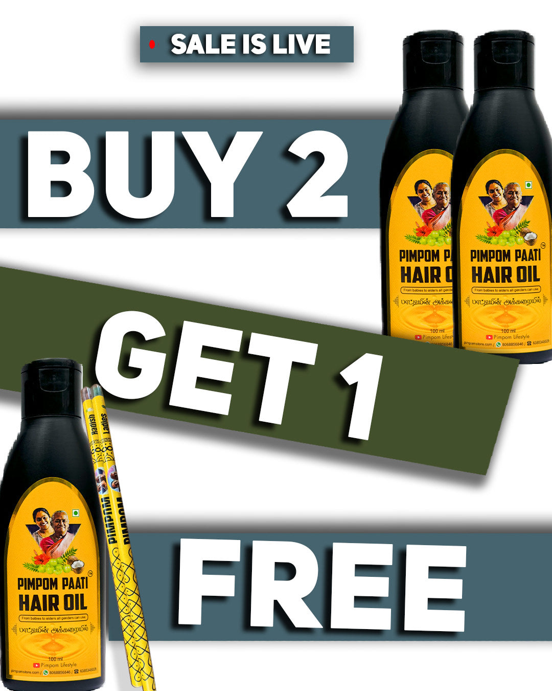 Buy 2 Get 1 (100ml 3 Bottles) + Seed pencil + Free shipping